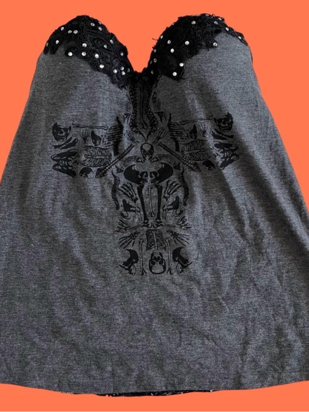 KIMIKAL GRAY CORSET TOP BUSTIER GRAY SKULL SEXY Medium